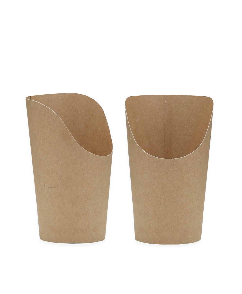 Muster Wrap-Becher, braun, 12oz, Ø 6 × Höhe vorne 6,3 / Höhe hinten 12 cm, unbedruckt, unbeschichtet