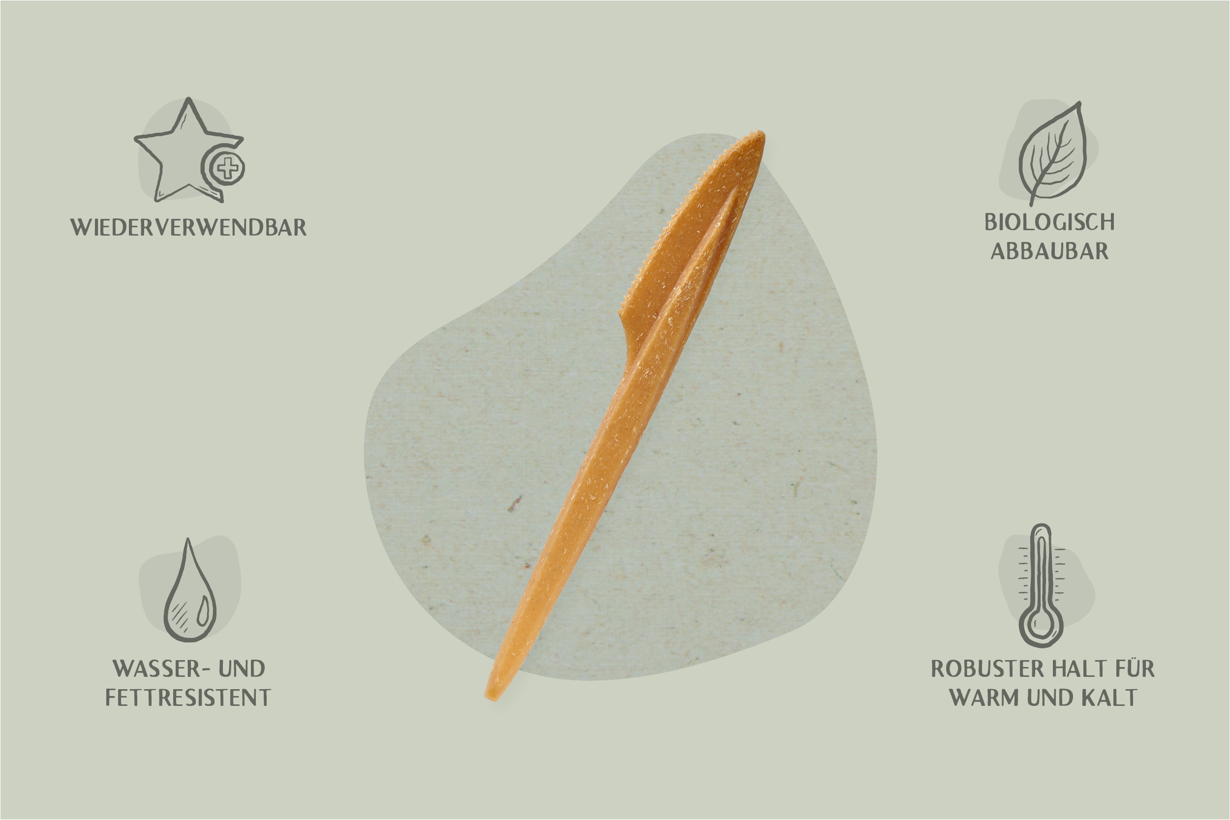 Mehrweg-Messer, 17 cm, aus WPC (Holz-Polymer-Verbundwerkstoff) (2.000er Karton)