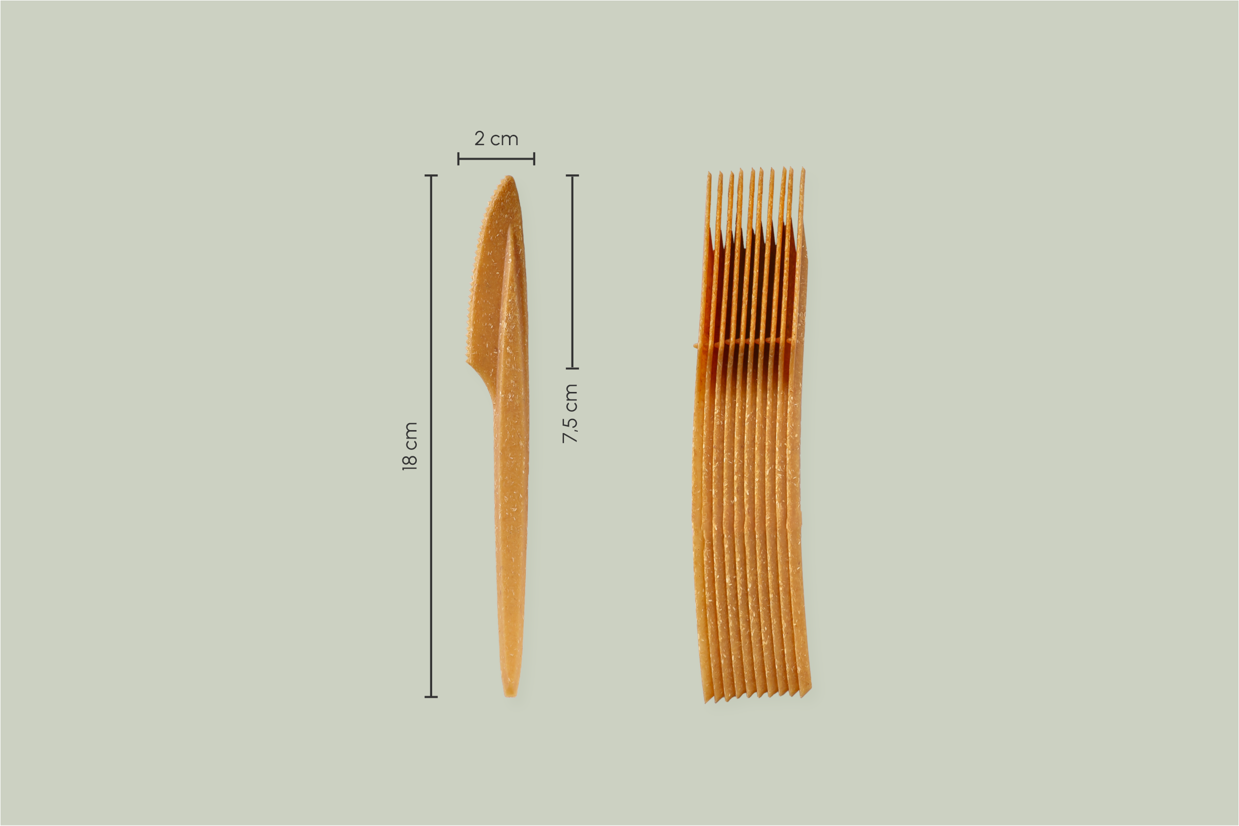 Mehrweg-Messer, 17 cm, aus WPC (Holz-Polymer-Verbundwerkstoff) (2.000er Karton)